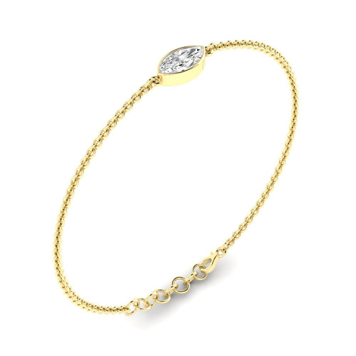 Lab Grown Bezel Set Marquise Diamond Bracelet (F+Color-VS+Clarity)