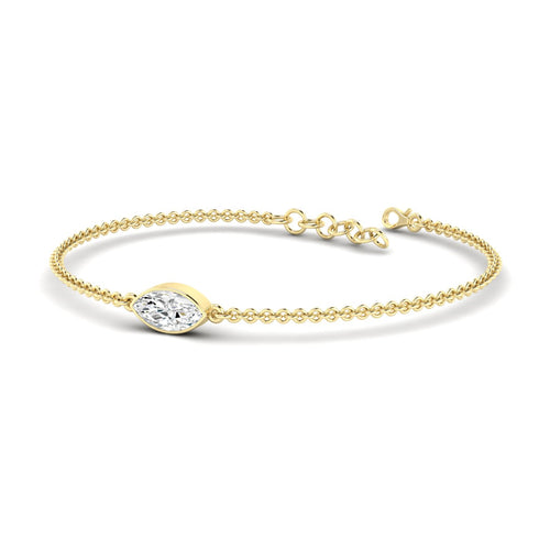 Lab Grown Bezel Set Marquise Diamond Bracelet (F+Color-VS+Clarity)