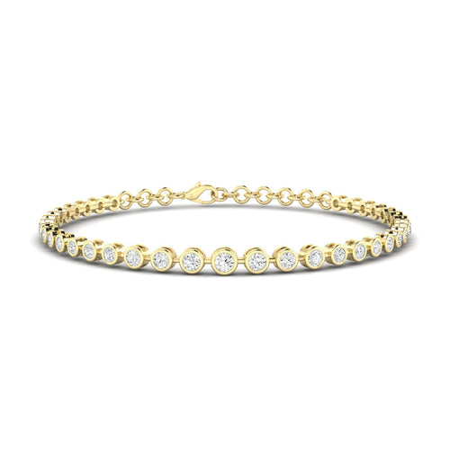 Lab Grown Graduated Bezel Set Bracelet(2.00 Total Carat Weight F+ Color-VS+Clarity)
