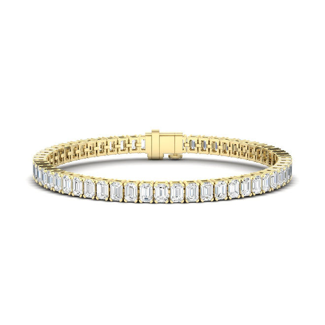 14 Karat Lab Grown Emerald Cut Tennis Bracelet (6.00 Carats Total Weight F+ Color -VS+ Clarity)