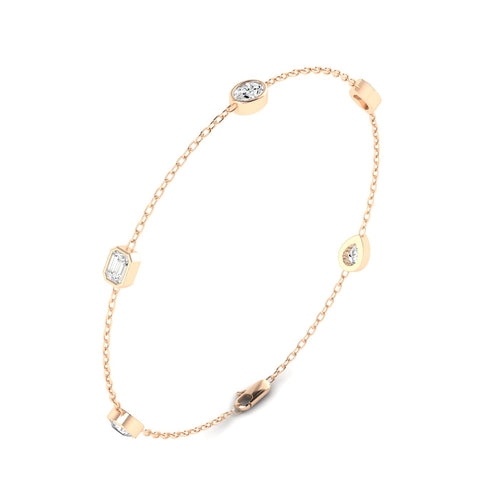 Lab Grown 5-Stone Multi-Shape Lab Grown Diamond Bracelet ( 1.00 Total Carat Weight F+Color -VS clarity)