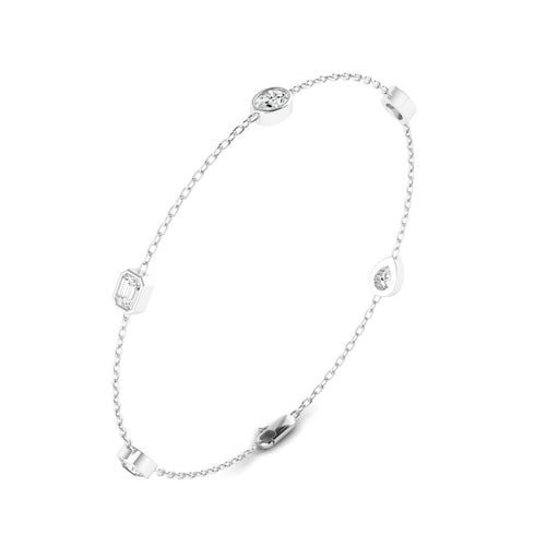 Lab Grown 5-Stone Multi-Shape Lab Grown Diamond Bracelet ( 1.00 Total Carat Weight F+Color -VS clarity)