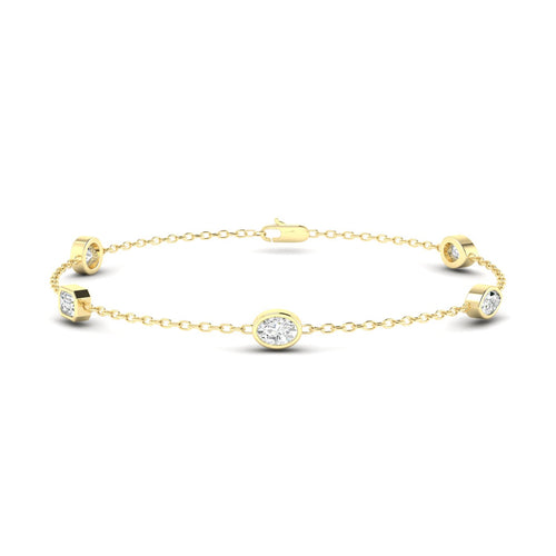 Lab Grown 5-Stone Multi-Shape Lab Grown Diamond Bracelet ( 1.00 Total Carat Weight F+Color -VS clarity)