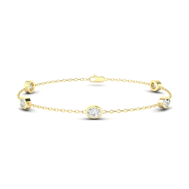 Lab Grown 5-Stone Multi-Shape Lab Grown Diamond Bracelet ( 1.00 Total Carat Weight F+Color -VS clarity)