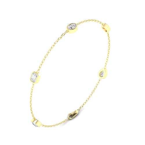 Lab Grown 5-Stone Multi-Shape Lab Grown Diamond Bracelet ( 1.00 Total Carat Weight F+Color -VS clarity)