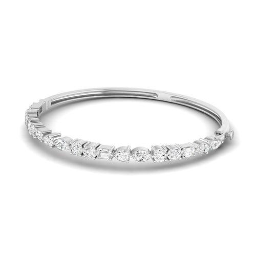 14 Karat Lab Grown Multi-Shape Diamond Bangle Bracelet(3.00 Total Carat Weight F+Color-VS+Clarity)