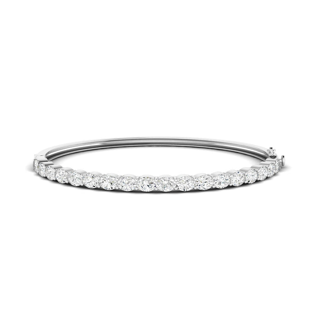 Lab Grown East-West Oval Shape Diamond  Bangle (2.75 Total Carat Weight F+ Color+VS+ Clarity)