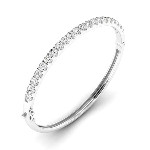 14 Karat Lab Grown Diamond Bangle Bracelet (3.00 Carats Total Weight)F+Color VS+Clarity)