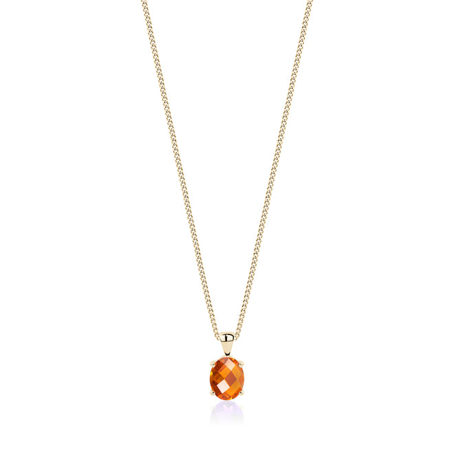 Checkerboard Cut Citrine in 14 Karat Yellow Gold