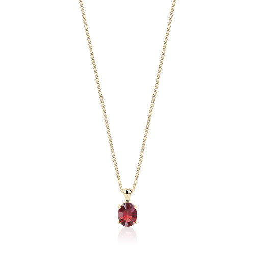 Concave Cut Garnet Pendant Set in 14 Karat Gold Setting