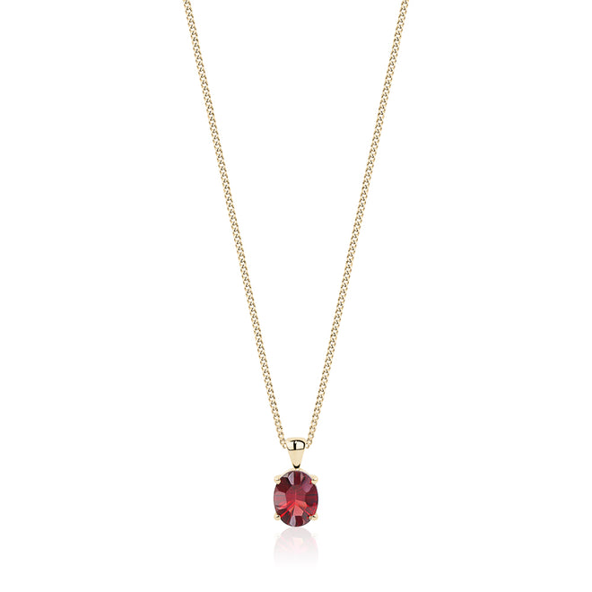 Concave Cut Garnet Pendant Set in 14 Karat Gold Setting