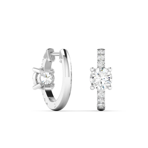 14 Karat Lab Grown Diamond Huggy Earring with Round Center (.70 Total Carat Weight F+Color VS+Clarity)