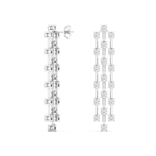 14 Karat 3-Row Lab Grown Diamond Drop Earrings(2.30 Total Carat Weight F+ Color- VS+ Clarity)