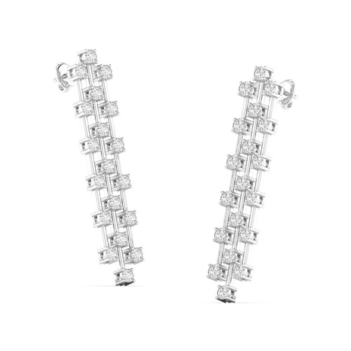 14 Karat 3-Row Lab Grown Diamond Drop Earrings(2.30 Total Carat Weight F+ Color- VS+ Clarity)