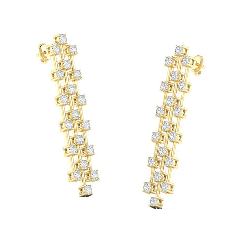 14 Karat 3-Row Lab Grown Diamond Drop Earrings(2.30 Total Carat Weight F+ Color- VS+ Clarity)