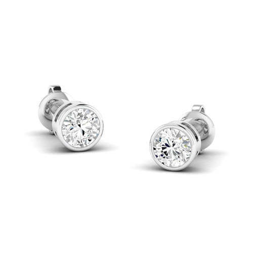 Lab Grown Bezel Set Diamond Studs ( 0.50 Total Carat Weight F+Color- VS+Clarity)