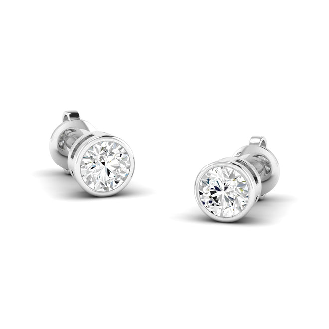 Lab Grown Bezel Set Diamond Studs ( 0.50 Total Carat Weight F+Color- VS+Clarity)