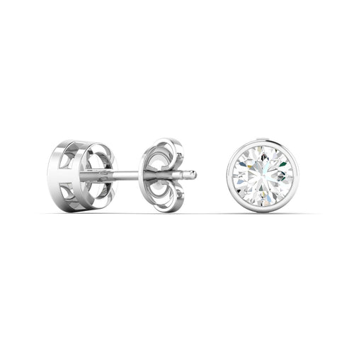 Lab Grown Bezel Set Diamond Studs ( 0.50 Total Carat Weight F+Color- VS+Clarity)