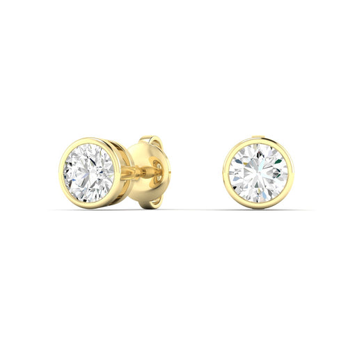 Lab Grown Bezel Set Diamond Studs ( 0.50 Total Carat Weight F+Color- VS+Clarity)