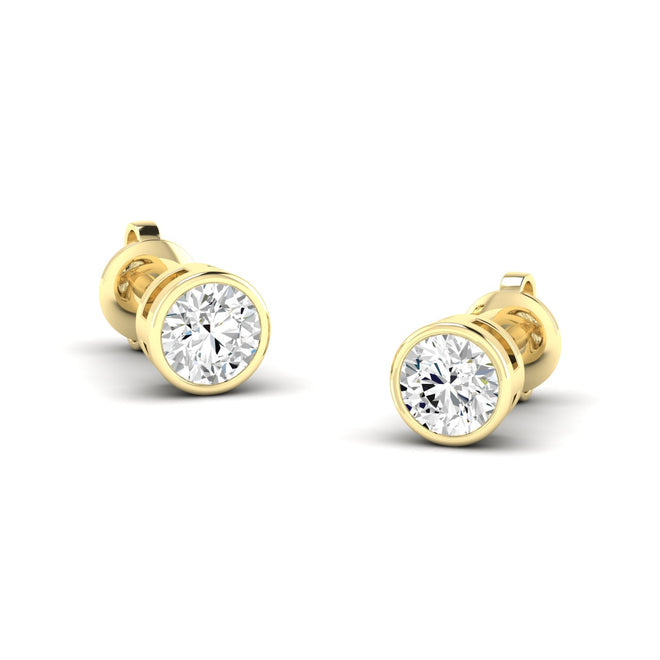 Lab Grown Bezel Set Diamond Studs ( 0.50 Total Carat Weight F+Color- VS+Clarity)