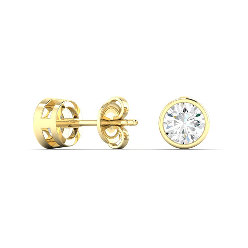 Lab Grown Bezel Set Diamond Studs ( 0.50 Total Carat Weight F+Color- VS+Clarity)