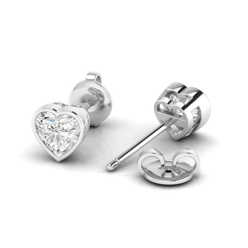 Lab Grown Bezel Set Heart Shape  Diamond Studs ( 0.50 Total Carat Weight F+ Color- VS+ Clarity)