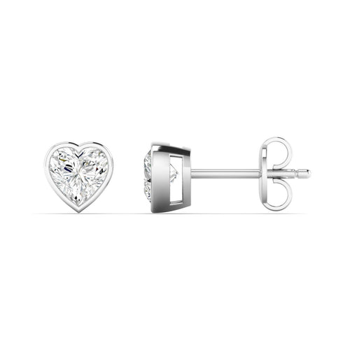 Lab Grown Bezel Set Heart Shape  Diamond Studs ( 0.50 Total Carat Weight F+ Color- VS+ Clarity)
