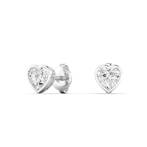 Lab Grown Bezel Set Heart Shape  Diamond Studs ( 0.50 Total Carat Weight F+ Color- VS+ Clarity)