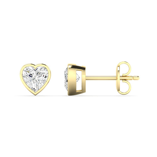 Lab Grown Bezel Set Heart Shape  Diamond Studs ( 0.50 Total Carat Weight F+ Color- VS+ Clarity)