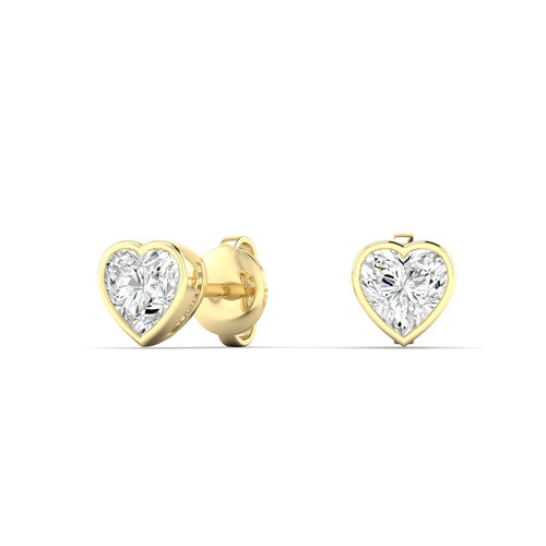Lab Grown Bezel Set Heart Shape  Diamond Studs ( 0.50 Total Carat Weight F+ Color- VS+ Clarity)