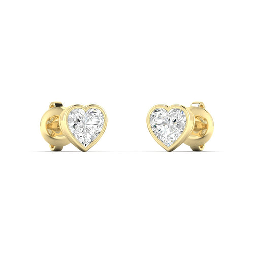Lab Grown Bezel Set Heart Shape  Diamond Studs ( 0.50 Total Carat Weight F+ Color- VS+ Clarity)