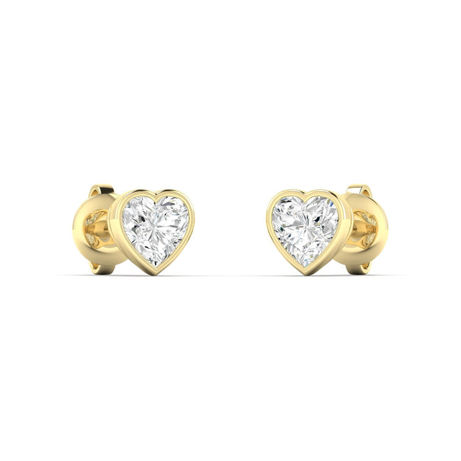 Lab Grown Bezel Set Heart Shape  Diamond Studs ( 0.50 Total Carat Weight F+ Color- VS+ Clarity)