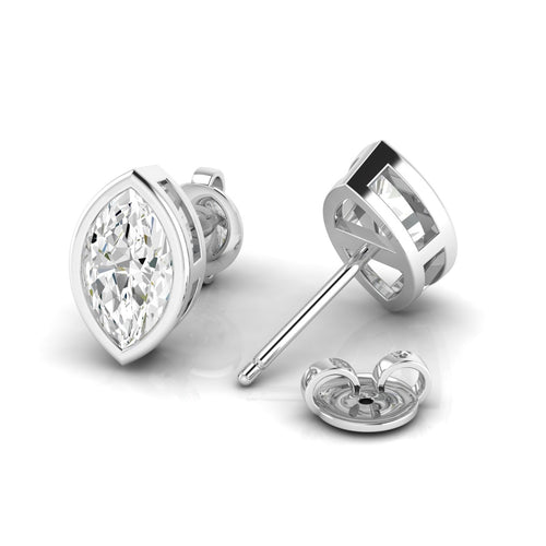 Lab Grown Bezel Set Marquise Cut Diamond Studs (1.00 Total Carat Weight F+Color - VS+Clarity)