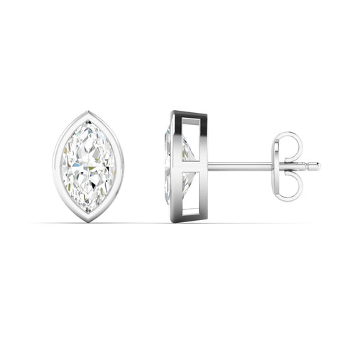 Lab Grown Bezel Set Marquise Cut Diamond Studs (1.00 Total Carat Weight F+Color - VS+Clarity)