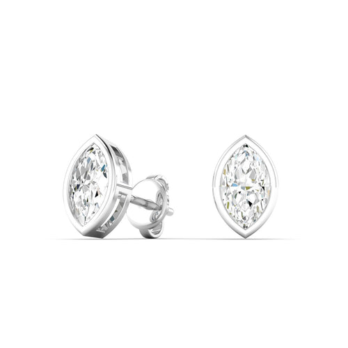 Lab Grown Bezel Set Marquise Cut Diamond Studs (1.00 Total Carat Weight F+Color - VS+Clarity)