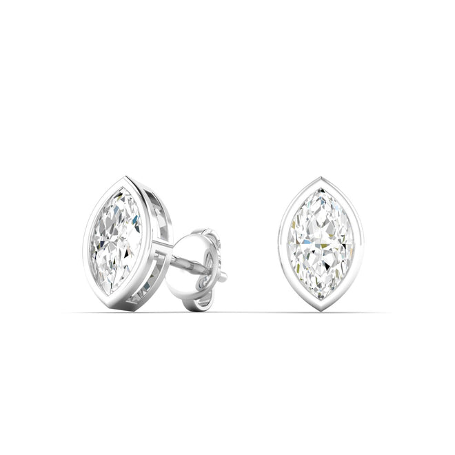 Lab Grown Bezel Set Marquise Cut Diamond Studs (1.00 Total Carat Weight F+Color - VS+Clarity)