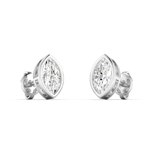 Lab Grown Bezel Set Marquise Cut Diamond Studs (1.00 Total Carat Weight F+Color - VS+Clarity)