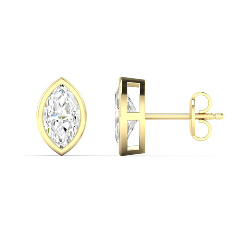 Lab Grown Bezel Set Marquise Cut Diamond Studs (1.00 Total Carat Weight F+Color - VS+Clarity)