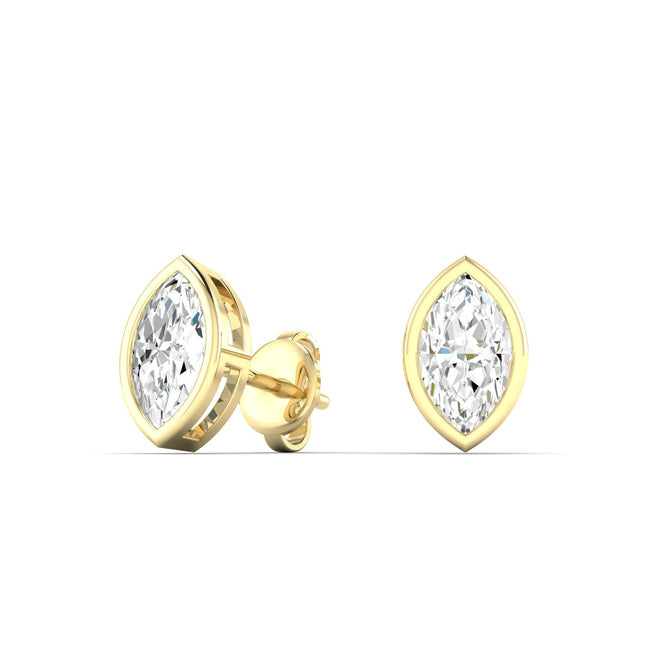 Lab Grown Bezel Set Marquise Cut Diamond Studs (1.00 Total Carat Weight F+Color - VS+Clarity)