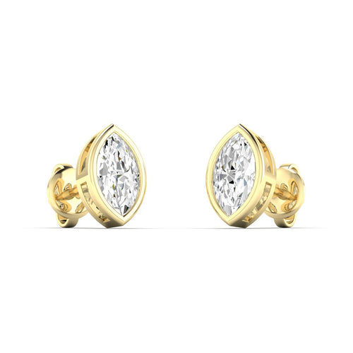 Lab Grown Bezel Set Marquise Cut Diamond Studs (1.00 Total Carat Weight F+Color - VS+Clarity)