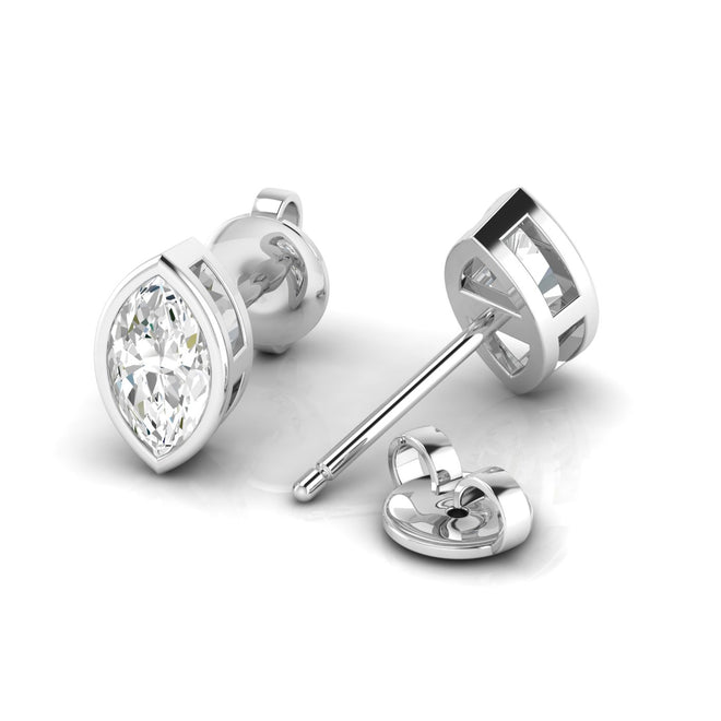 Lab Grown Bezel Set Marquise Cut Diamond Studs (0.50 Total Carat Weight F+Color - VS+Clarity)