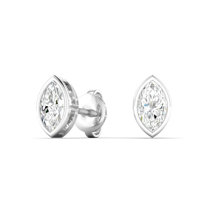 Lab Grown Bezel Set Marquise Cut Diamond Studs (0.50 Total Carat Weight F+Color - VS+Clarity)