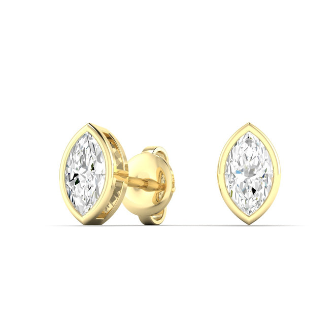 Lab Grown Bezel Set Marquise Cut Diamond Studs (0.50 Total Carat Weight F+Color - VS+Clarity)