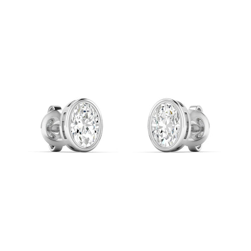 Lab Grown Bezel Set Oval Diamond Studs (F+Color - VS+ Clarity)