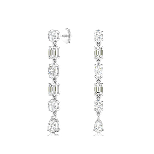 14 Karat Gold Multi-Shape Lab Grown Diamond Drop Earrings (2.00 Carats Total Weight F+Color VS+Clarity)