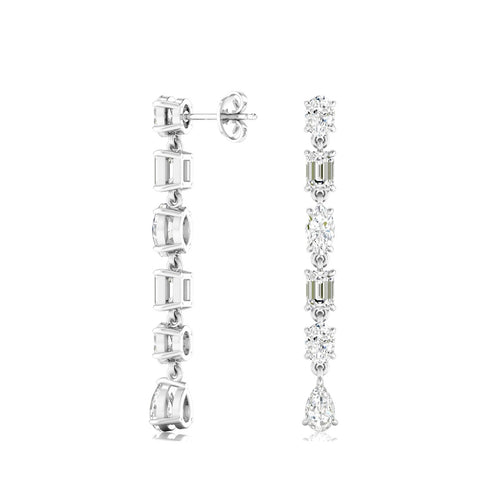 14 Karat Gold Multi-Shape Lab Grown Diamond Drop Earrings (2.00 Carats Total Weight F+Color VS+Clarity)
