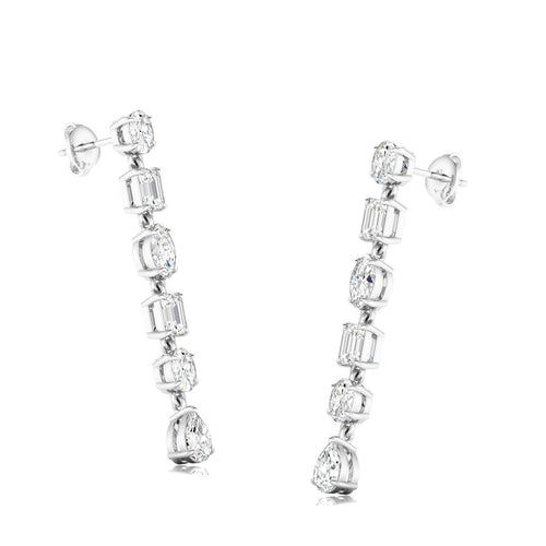 14 Karat Gold Multi-Shape Lab Grown Diamond Drop Earrings (2.00 Carats Total Weight F+Color VS+Clarity)