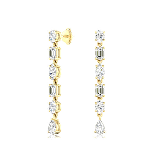 14 Karat Gold Multi-Shape Lab Grown Diamond Drop Earrings (2.00 Carats Total Weight F+Color VS+Clarity)