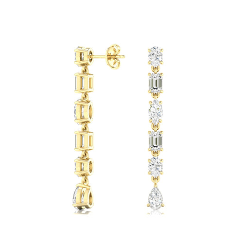 14 Karat Gold Multi-Shape Lab Grown Diamond Drop Earrings (2.00 Carats Total Weight F+Color VS+Clarity)