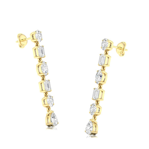 14 Karat Gold Multi-Shape Lab Grown Diamond Drop Earrings (2.00 Carats Total Weight F+Color VS+Clarity)